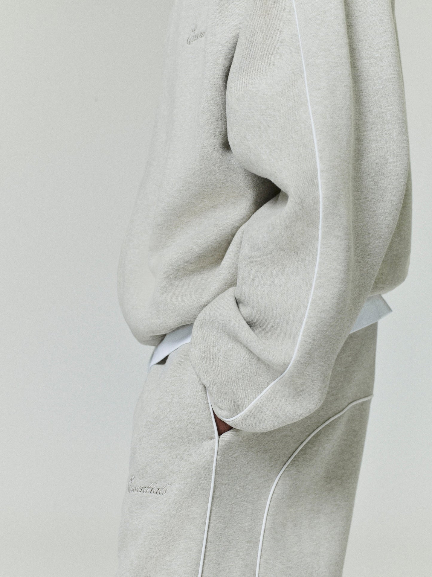 ESSENTIALS Modern Fleece Track Jacket With Piping